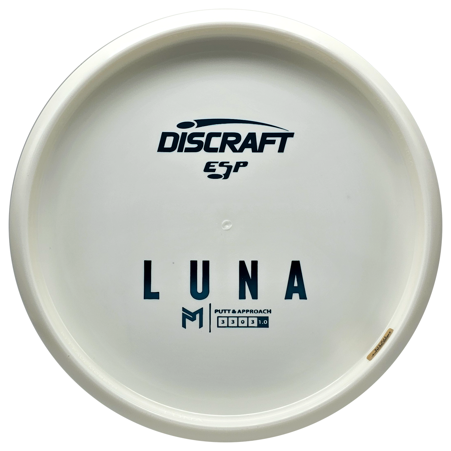 Discraft White ESP Luna Bottom Stamp - KJ Disc