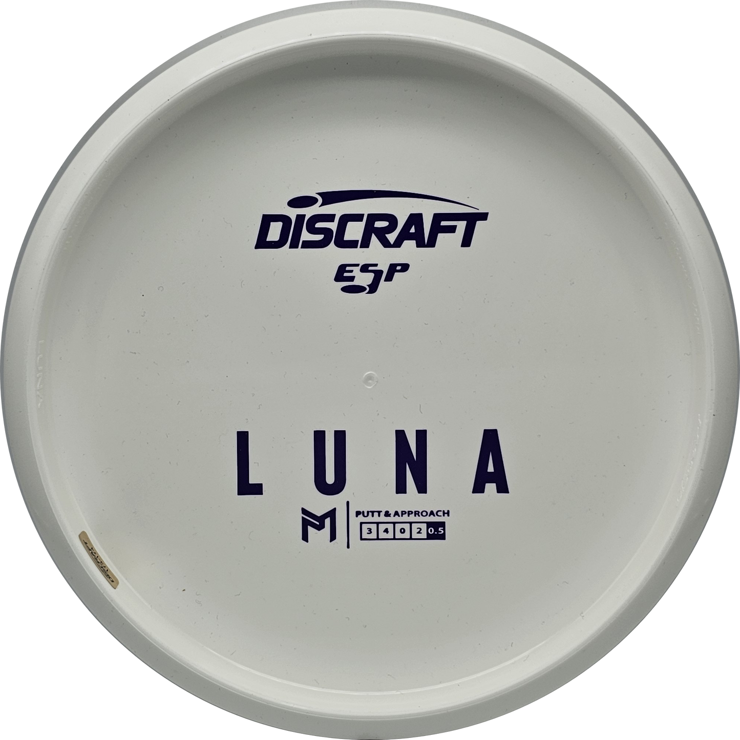 Discraft White ESP Luna Bottom Stamp - KJ Disc