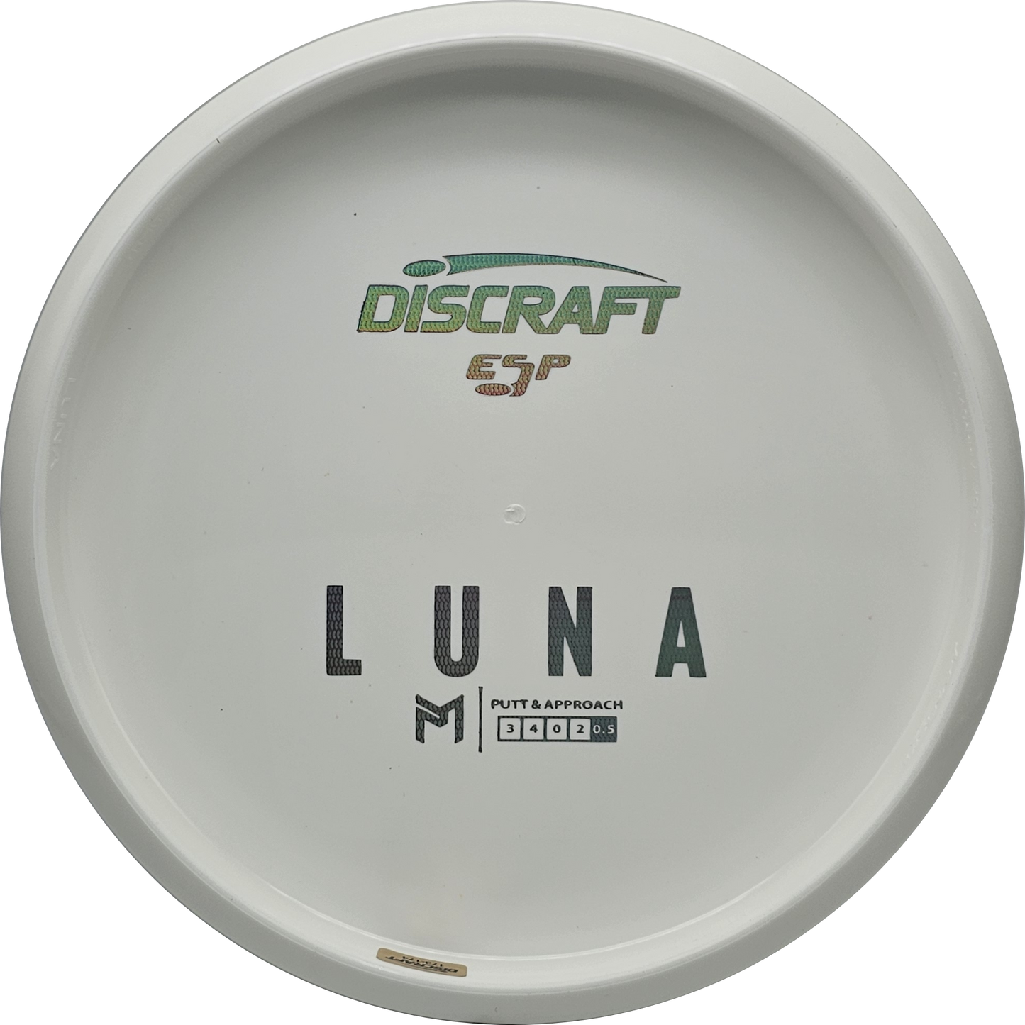 Discraft White ESP Luna Bottom Stamp - KJ Disc