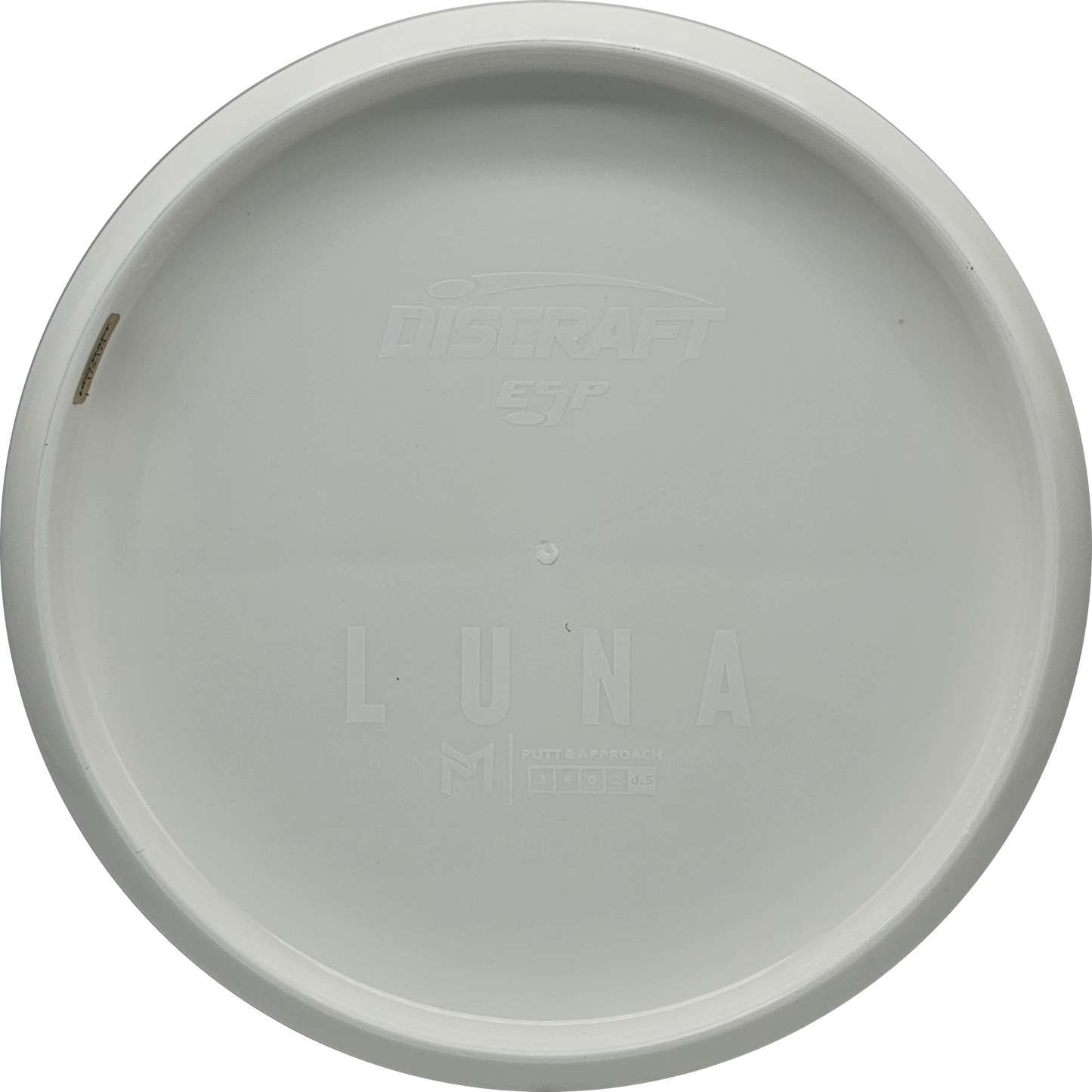 Discraft White ESP Luna Bottom Stamp - KJ Disc