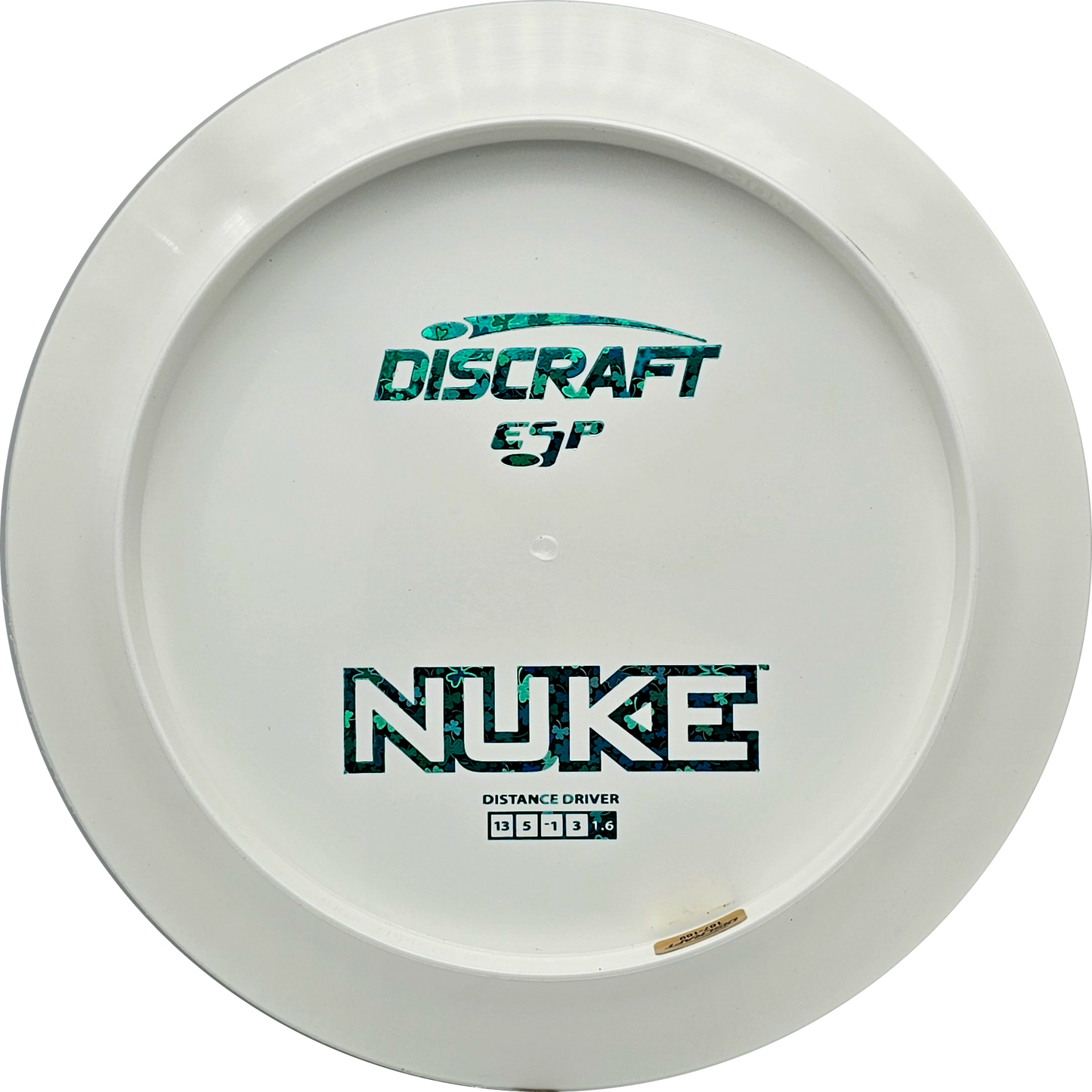 Discraft White ESP Nuke Bottom Stamp - KJ Disc