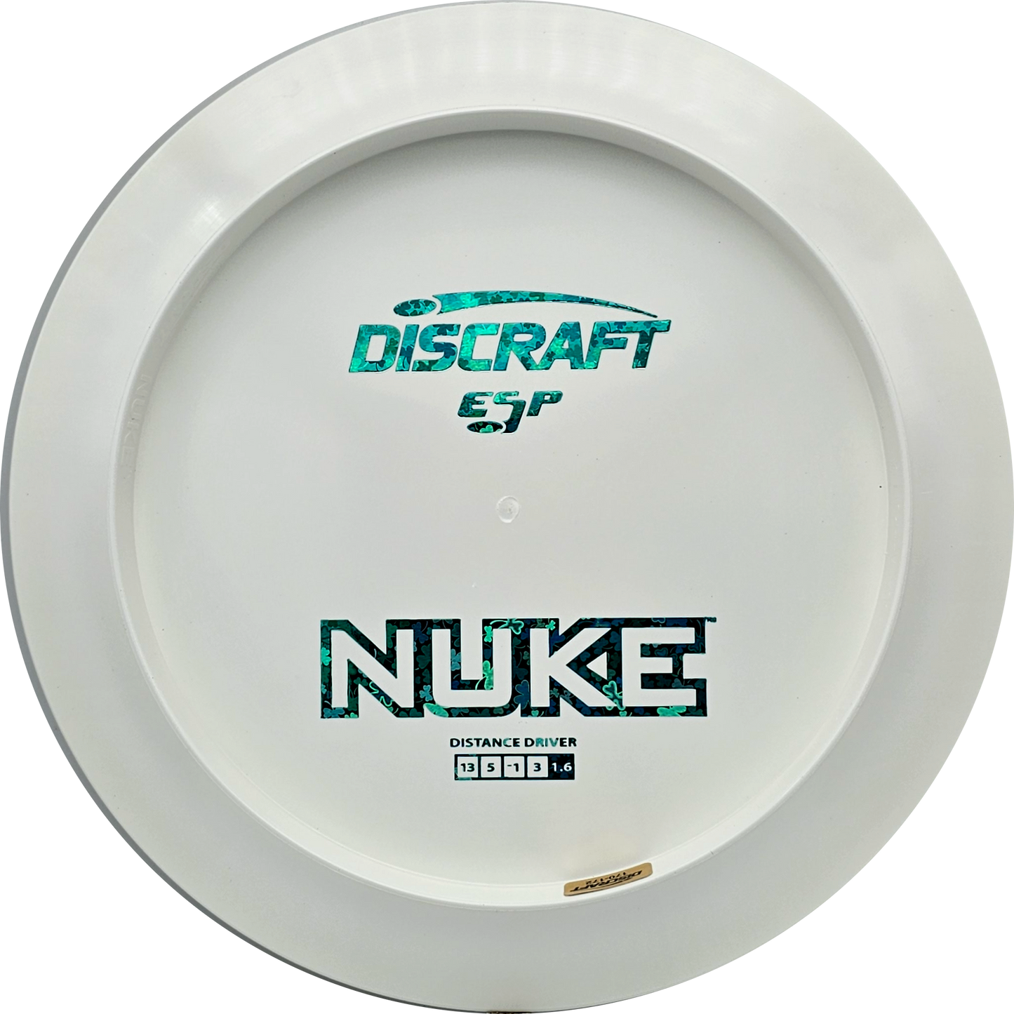 Discraft White ESP Nuke Bottom Stamp - KJ Disc