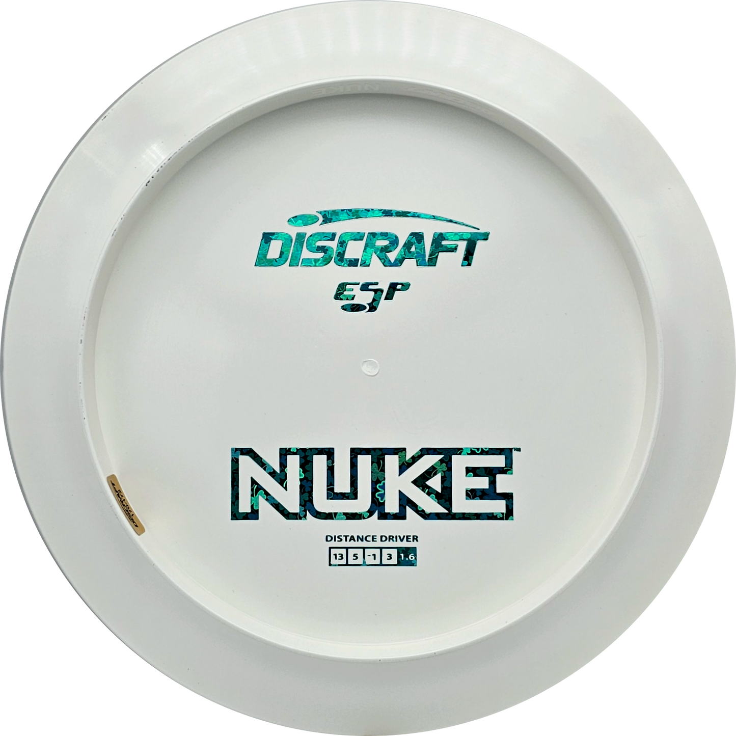 Discraft White ESP Nuke Bottom Stamp - KJ Disc