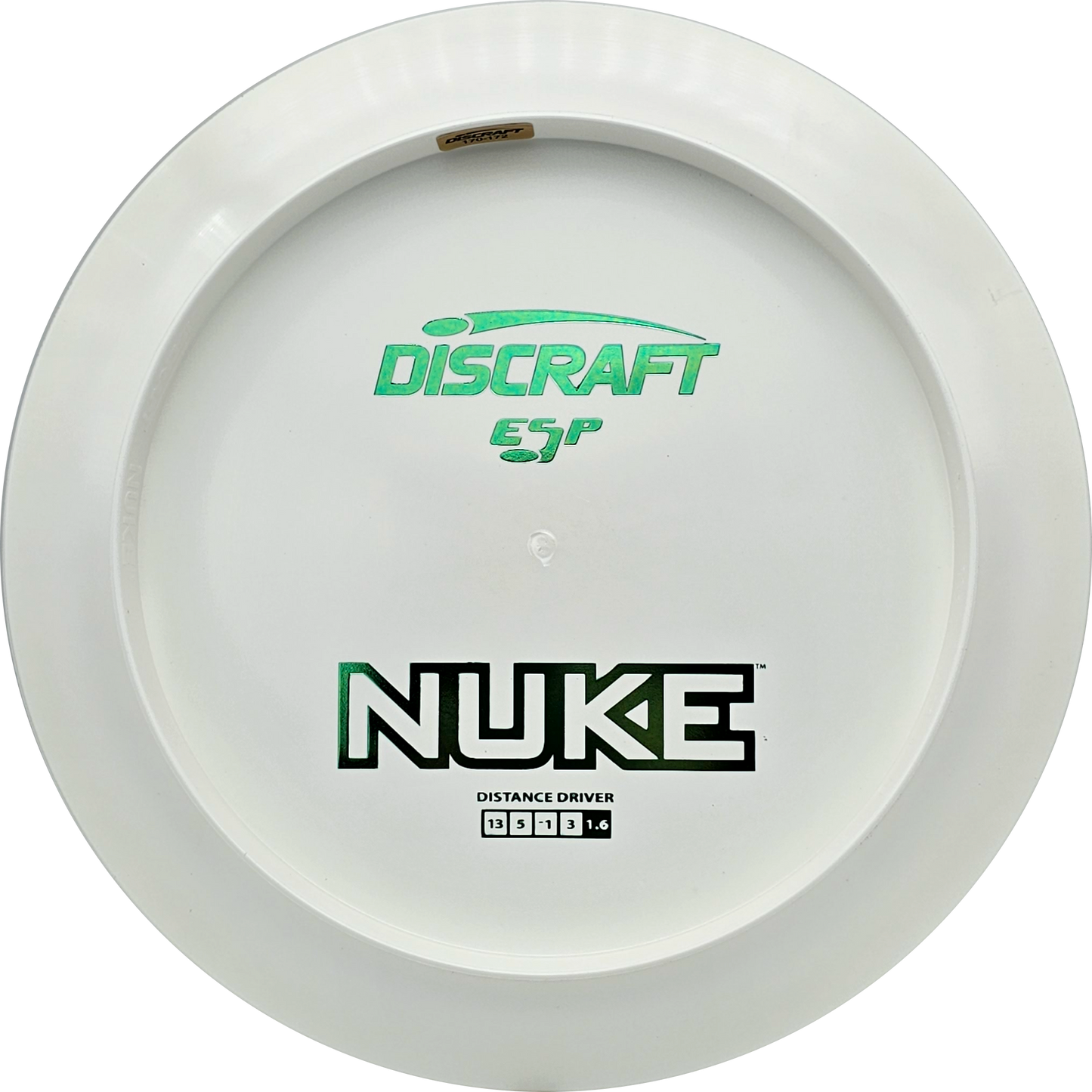 Discraft White ESP Nuke Bottom Stamp - KJ Disc