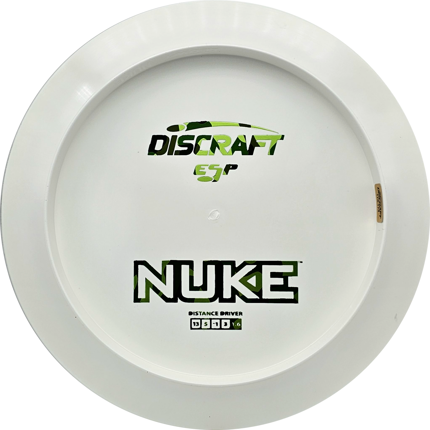Discraft White ESP Nuke Bottom Stamp - KJ Disc