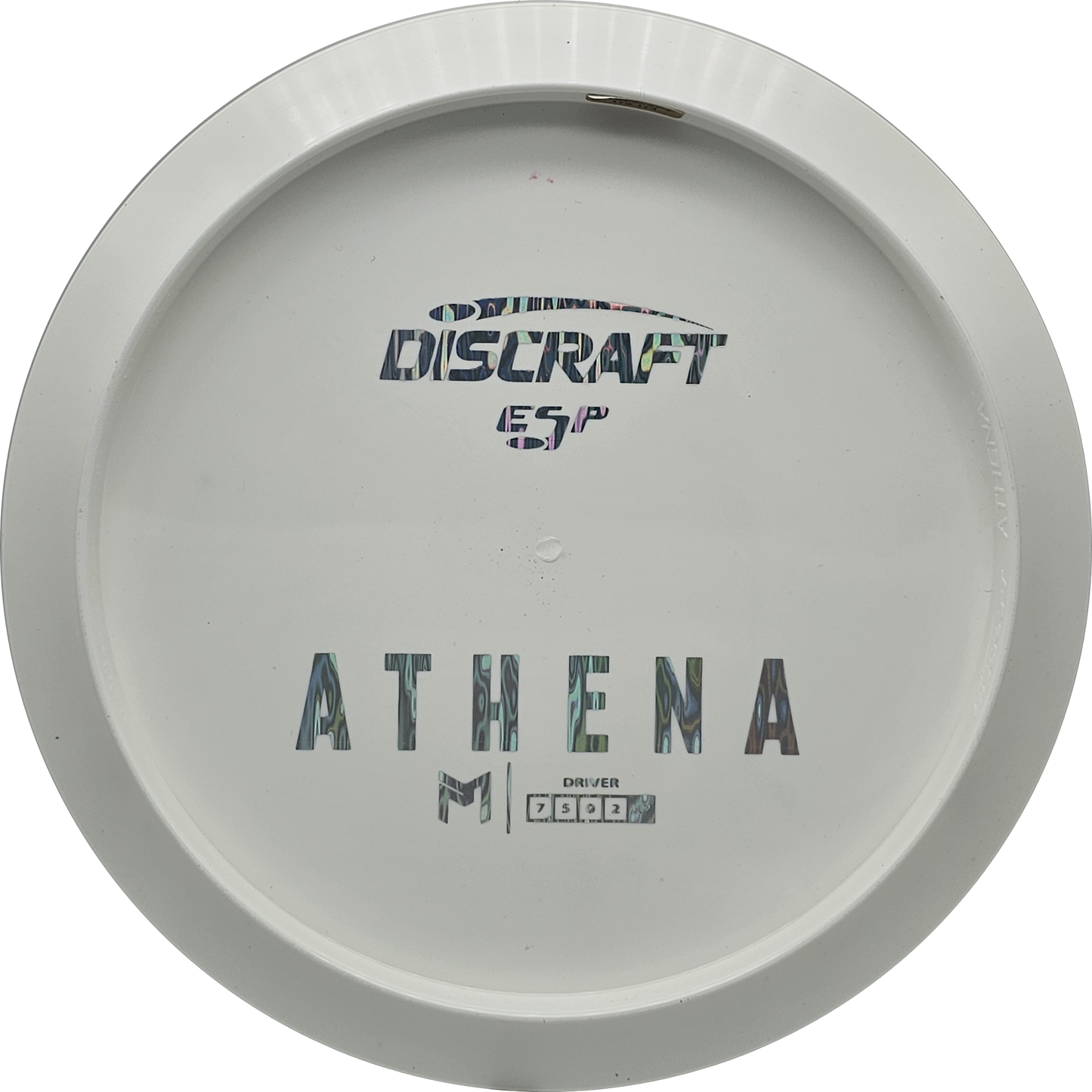 Discraft White ESP Athena Bottom Stamp