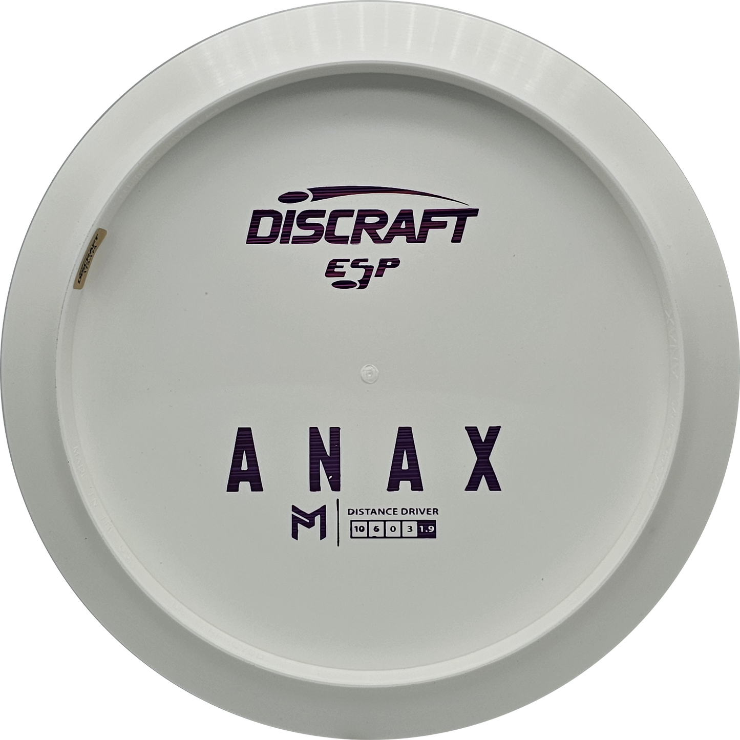 Discraft White ESP Anax Bottom Stamp